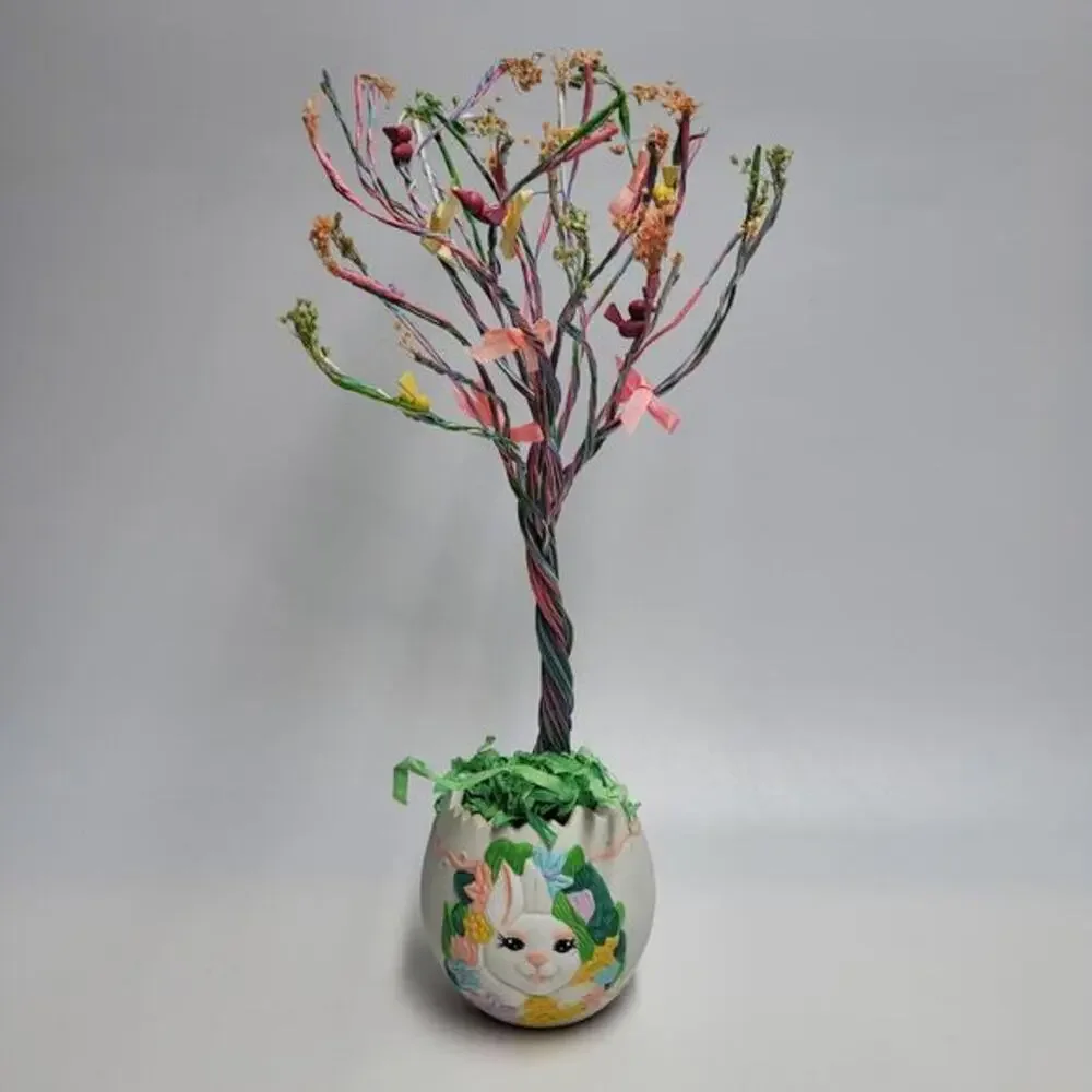 Vintage Bunny Towne‎ Easter Tree with Wooden Ornaments and Original Box